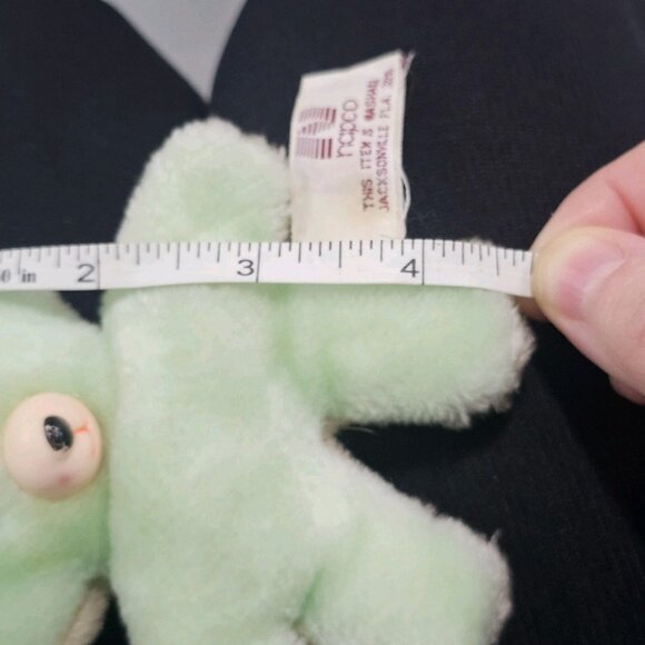 VTG 80s Napco Small Teddy Bear 2 Sided Green Beige 4.5" Miniature Pastel Korea - Picture 8 of 8